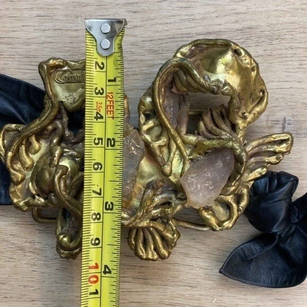 Carvalhu Rio Copa‎ Brutalist Belt Buckle Wearable Art Brass Stone Original Belt
